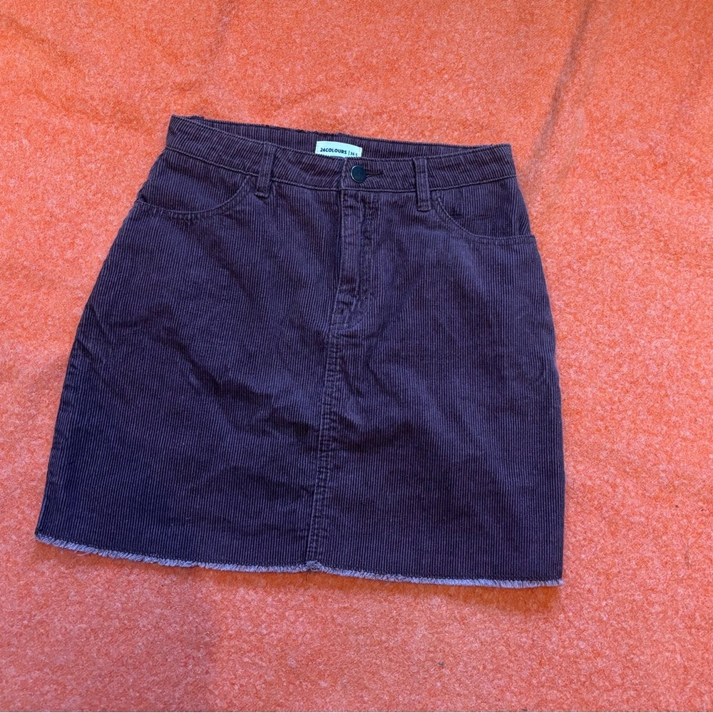 Corduroy Mini Skirt in Deep Plum by Unbranded